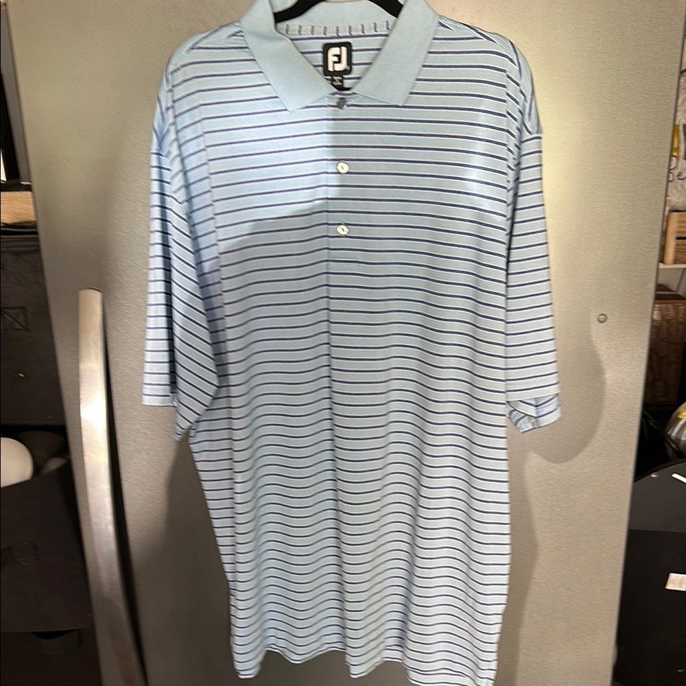 Men's Blue Striped Polo Shirt